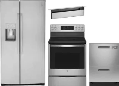 4 Piece Package Includes Refrigerator, Range, Hood And Dishwasher